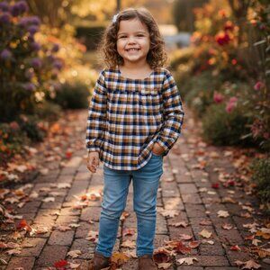 ⭐ NEW NWT Carter's navy/gold/white plaid flannel top 3T